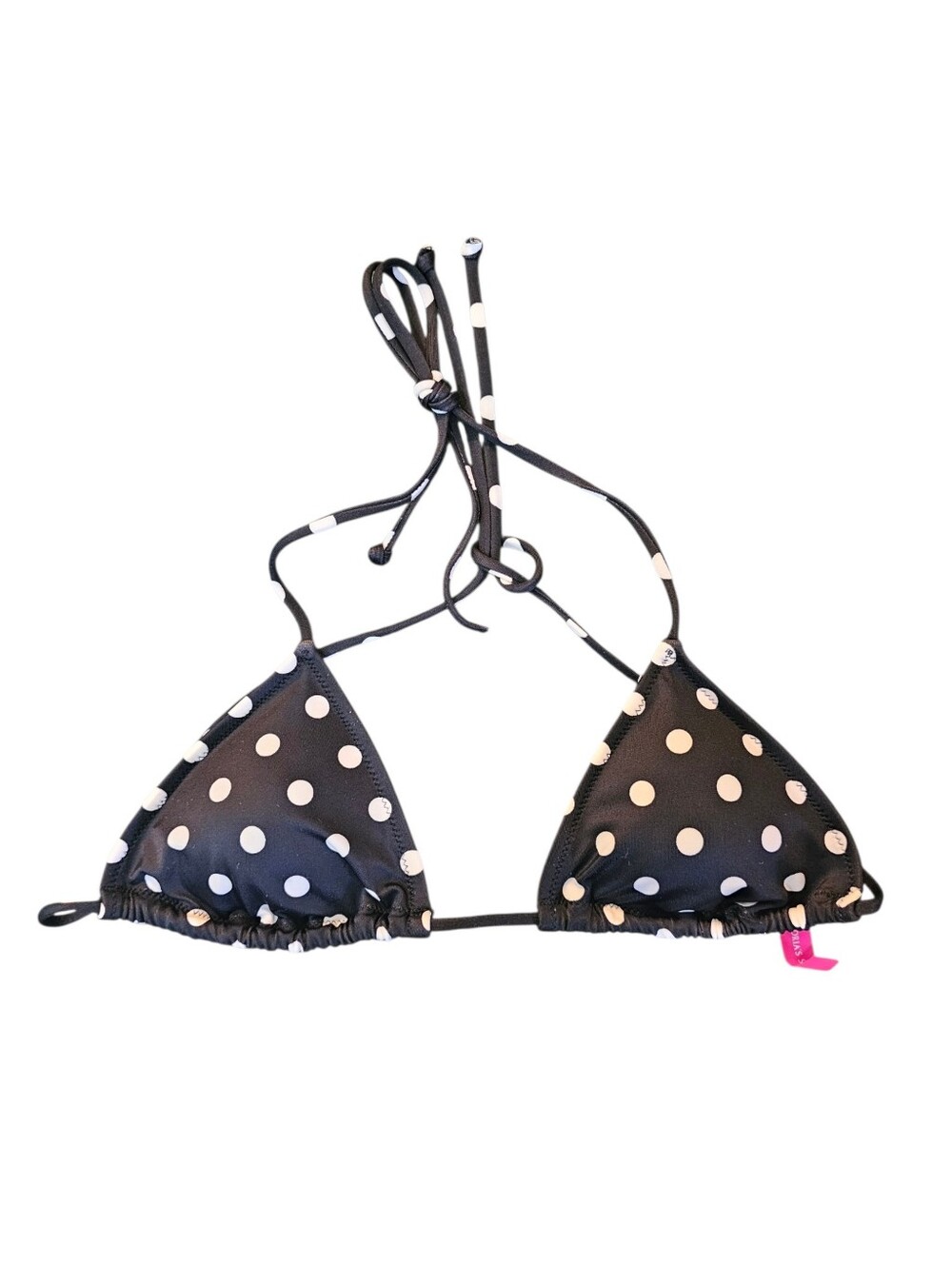 Victorias Secret Black White Polka Dot Micro Bikini Top Size Small EUC
